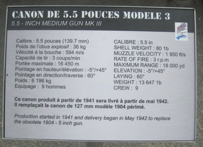 Placard for the 5.5 inch artillery piece near the marker image. Click for full size.