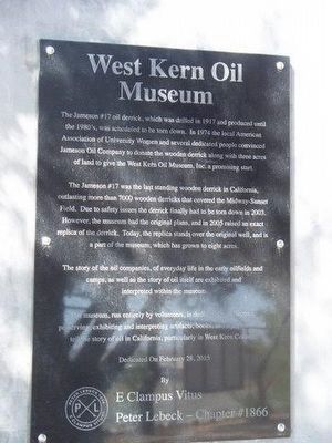 West Kern Oil Museum Marker image. Click for full size.