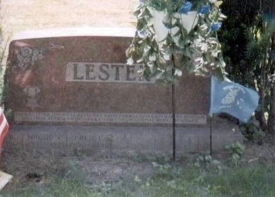 Fred F. Lester Medal of Honor grave marker (inscription at the bottom of the base. image. Click for full size.