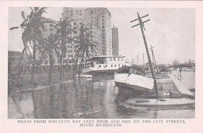 <i>Boats From Biscayne Bay Left High and Dry on the City Streets, Miami Hurricane</i> image. Click for full size.