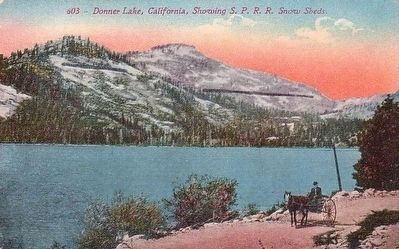 <i>Donner Lake, California, Showing S.P.R.R. Snow Sheds.</i> image. Click for full size.