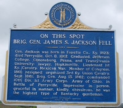 On this Spot Brig. Gen. James S. Jackson Fell Marker image. Click for full size.