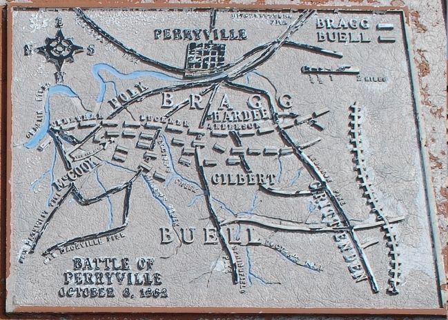 The Battle of Perryville Marker Map Closeup image. Click for full size.