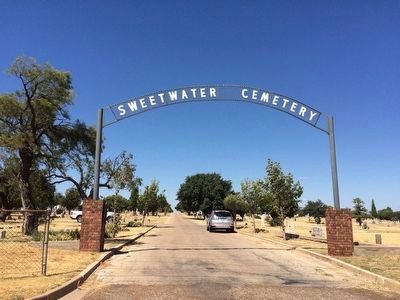 Sweetwater Cemetery entrance. Marker is on left pillar. image. Click for full size.