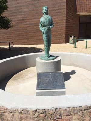 Statue of Jacqueline Cochran near marker. image. Click for full size.
