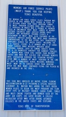 Sign located at WASP World War II museum close to college and air field. image. Click for full size.