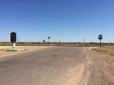 View of OS Ranch marker and Llano Estacado marker from parking area. image. Click for full size.