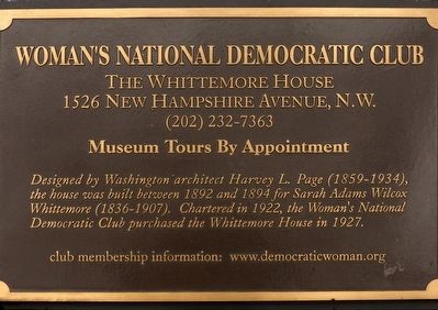 Woman's National Democratic Club Marker image. Click for full size.