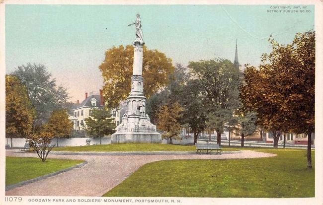 <i>Goodwin Park and Soldiers' Monument, Portsmouth, N.H.<i>. Click for full size. <i>Goodwin Park and Soldiers' Monument, Portsmouth, N.H.<i> image. Click for full size.