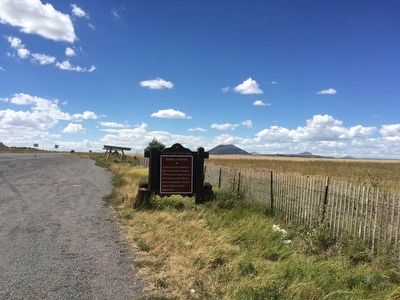 Marker with Capulin Volcano National Monument in background. image. Click for full size.