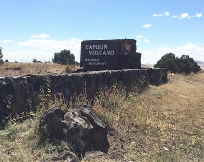 Capulin Volcano National Monument entrance sign. image. Click for full size.