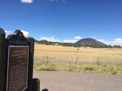 Marker with Capulin Volcano in background. image. Click for full size.