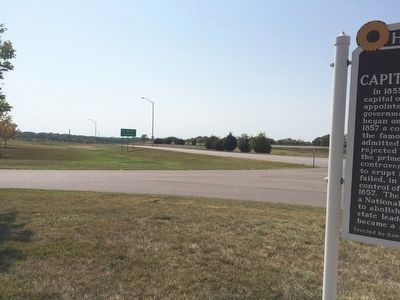 View from marker towards rest area exit westbound. image. Click for full size.