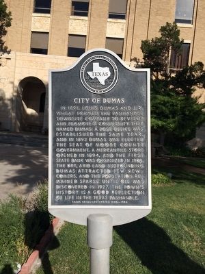 City of Dumas Marker. Click for full size. City of Dumas Marker image. Click for full size.