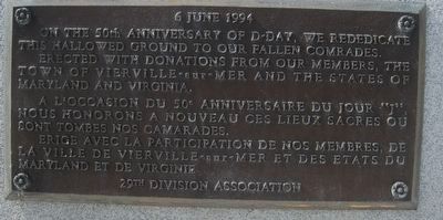 29th Infantry Division Memorial rededication plaque. image. Click for full size.