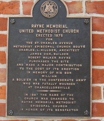 Rayne Memorial United Methodist Church Marker image. Click for full size.