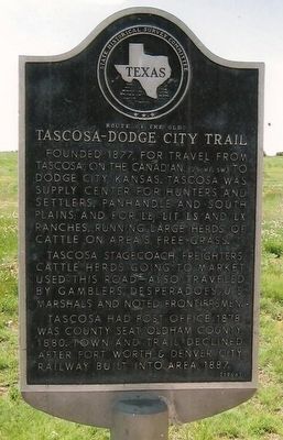 Route of the Old Tascosa-Dodge City Trail Marker image. Click for full size.