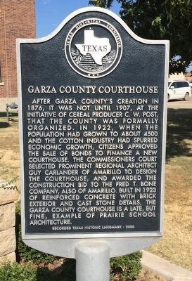 Garza County Courthouse Marker image. Click for full size.