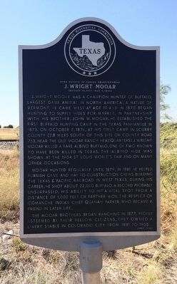 Home County of Famous Frontiersmen J. Wright Mooar Marker. Click for full size. Home County of Famous Frontiersmen J. Wright Mooar Marker image. Click for full size.