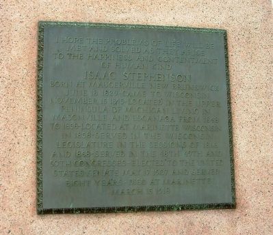 Isaac Stephenson Marker image. Click for full size.
