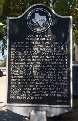 Santa Fe Railway in Scurry County Marker image. Click for full size.