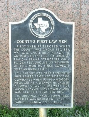 County's First Law Men Marker image. Click for full size.