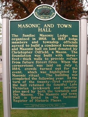 Masonic and Town Hall Marker image. Click for full size.