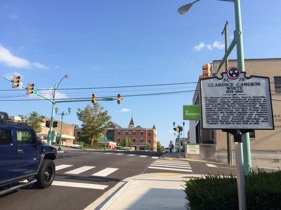 View of marker looking south on 2nd Street. image. Click for full size.