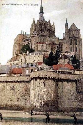 <i>Le Mont-Saint-Michel - côté de la terre</i> (Landward side). Click for full size. <i>Le Mont-Saint-Michel - côté de la terre</i> (Landward side) image. Click for full size.
