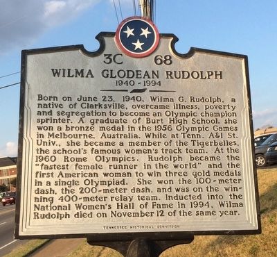 Wilma Glodean Rudolph Marker. Click for full size. Wilma Glodean Rudolph Marker image. Click for full size.