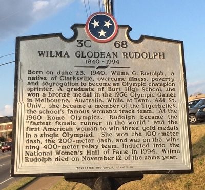 Wilma Glodean Rudolph Marker image. Click for full size.