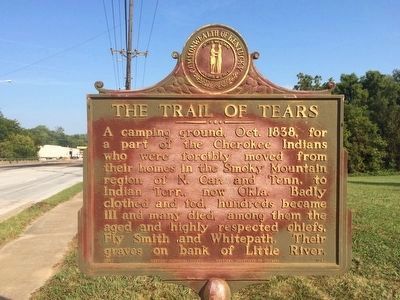 Trail of Tears plaque next to this marker. image. Click for full size.