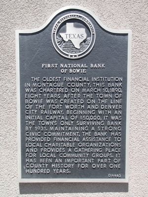 First National Bank of Bowie Texas Marker image. Click for full size.