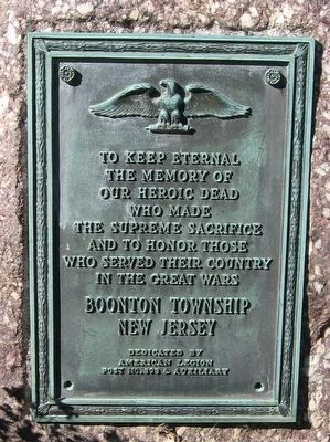 Boonton Township Veterans Memorial. Click for full size. Boonton Township Veterans Memorial image. Click for full size.