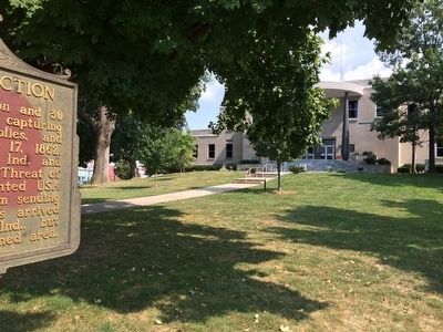 A view of marker and Henderson County Courthouse.. Click for full size. A view of marker and Henderson County Courthouse. image. Click for full size.