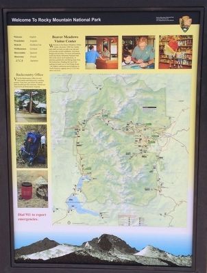 Marker & map describing Rocky Mountain National Park image. Click for full size.
