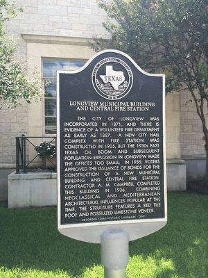 Longview Municipal Building and Central Fire Station Marker image. Click for full size.