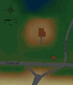 Map of Tendal Mound in relation to home above. image. Click for full size.