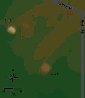 Map showing mound locations. image. Click for full size.