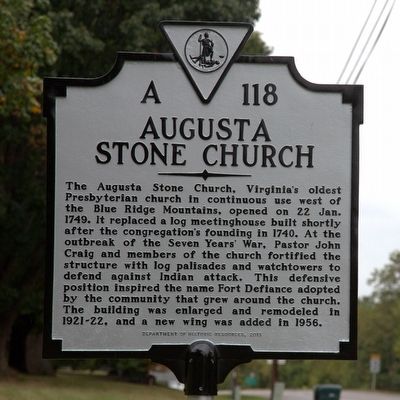 Augusta Stone Church Marker image. Click for full size.