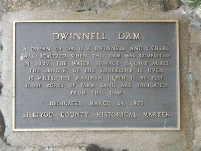 Dwinnell Dam Marker. Click for full size. Dwinnell Dam Marker image. Click for full size.
