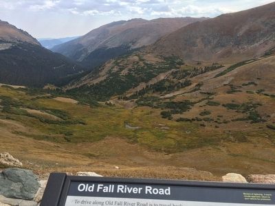 Glacial cirque, birthplace of many glaciers (below the marker).. Click for full size. Glacial cirque, birthplace of many glaciers (below the marker). image. Click for full size.