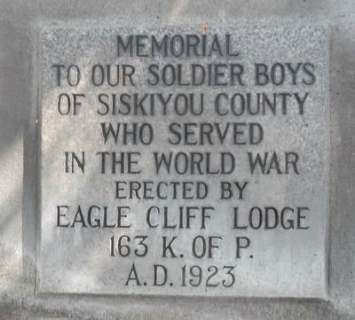 Dunsmuir World War Memorial Marker. Click for full size. Dunsmuir World War Memorial Marker image. Click for full size.