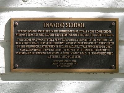 Inwood School Marker. Click for full size. Inwood School Marker image. Click for full size.