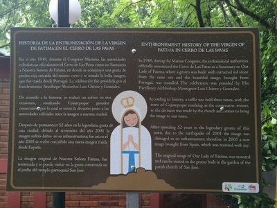 History of the Virgin of Fatima in Cerro de las Pavas Marker. Click for full size. History of the Virgin of Fatima in Cerro de las Pavas Marker image. Click for full size.
