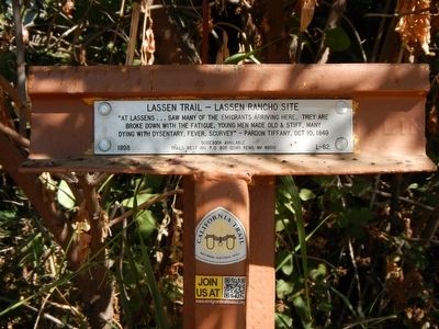 Lassen Trail - Lassen Rancho Site Marker. Click for full size. Lassen Trail - Lassen Rancho Site Marker image. Click for full size.