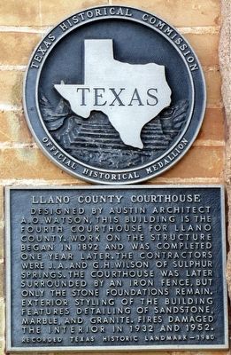 Llano County Courthouse Texas Historical Marker. Click for full size. Llano County Courthouse Texas Historical Marker image. Click for full size.