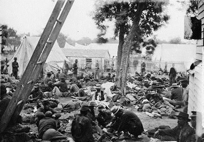 <i>Savage Station, Virginia. Union field hospital after the battle of June 27</i> image. Click for full size.