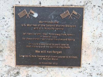 New Zealand Memorial to U.S. Marines and Navy Marker image. Click for full size.