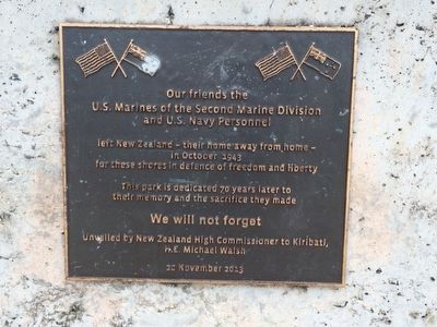 New Zealand Memorial to U.S. Marines and Navy Marker. Click for full size. New Zealand Memorial to U.S. Marines and Navy Marker image. Click for full size.